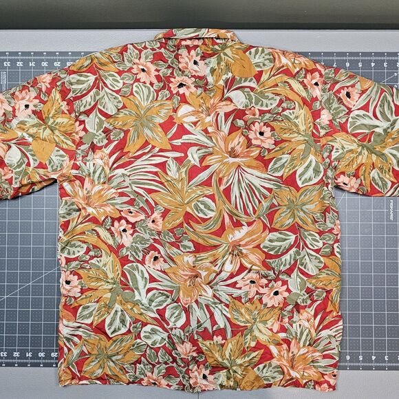 Vintage Stunt Collections Silk Hawaiian Shirt Large Hawaii Floral Aloha Magnum - Picture 5 of 8